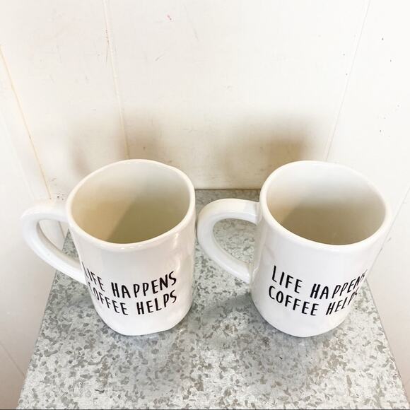 Life Happens Coffee Helps Chunky Coffee Mug Set of 2 - Picture 3 of 12